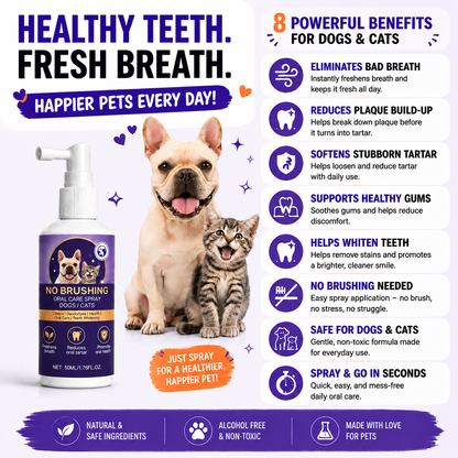 Nevrul™ 🍃No-Brushing Oral Care Spray for Dogs & Cats
